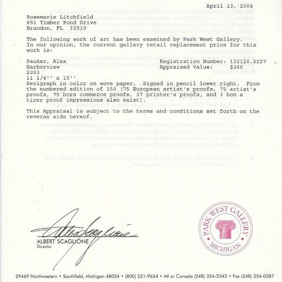 "Harborview" by Alex Pauker Serigraph - Picture 5 of 8